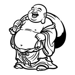 Laughing Buddha Hotei Line Art