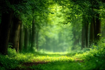 Fototapeta premium Natural Green Bokeh Background from Nature Forest