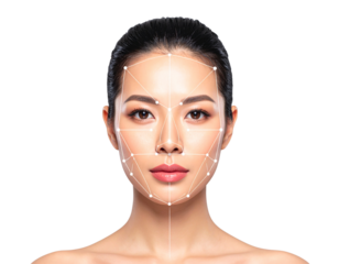 Flat Vector Illustration of AI Facial Recognition Concept, Transparent Background