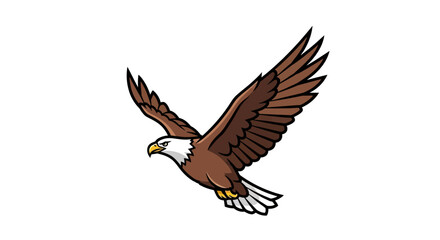 Fototapeta premium Majestic bald eagle soaring powerfully through the sky with wings spread wide in dynamic flight