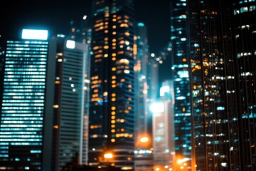 Abstract Night City Bokeh Light Blurred Background