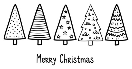 Merry Christmas Trees Doodle Banner