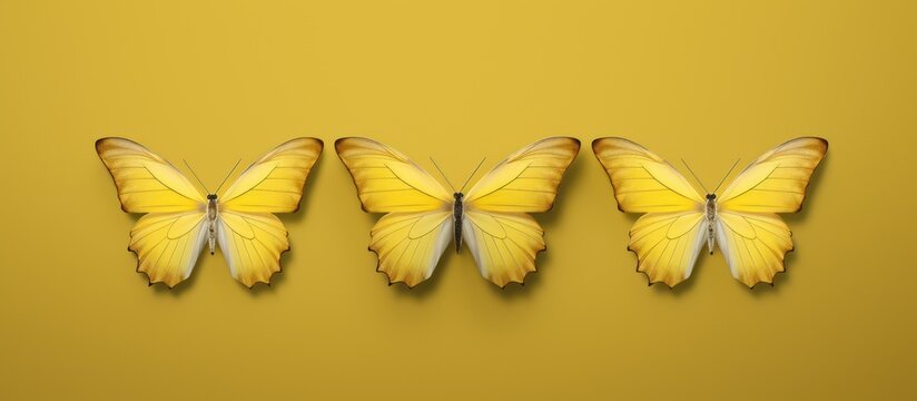 butterflies,3d butterfly,realistic butterfly,symmetry,vibrant yellow,minimalistic background,nature,wildlife,digital art