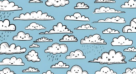 Obraz premium clouds doodles symbols designs vectors illustrations weather cloudy