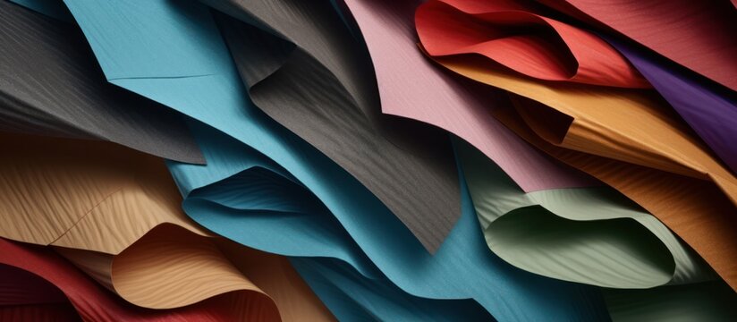 colorful wavy abstract background, 3d render, layered paper art, vivid vibrant colors, organic flowing shapes, dynamic composition, depth of field, rich texture, digital art
