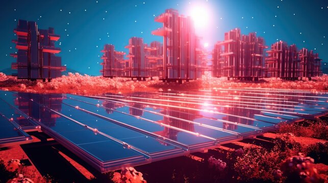 dystopian, cyberpunk, futuristic city, neon lights, glowing skyscrapers, reflective surfaces, sci-fi, hyper-realistic, 8k, digital art
 - Powered by Adobe