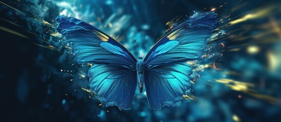 ethereal butterfly, magical fantasy creature, vibrant iridescent wings, glowing neon lights, mystical atmosphere, intricate details, dramatic lighting, digital art, highly detailed, photorealistic
