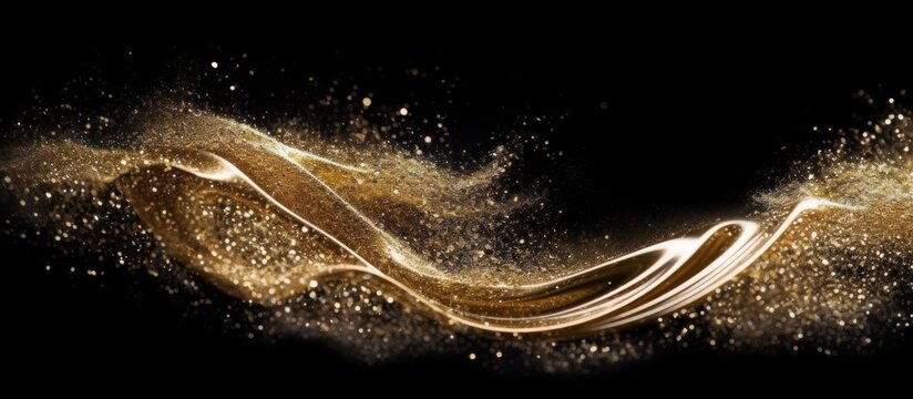 A mysterious, ethereal wave of golden energy, crackling with luminous sparks, flowing and undulating across a dark, starry void; highly detailed, cinematic, dramatic lighting, photorealistic
