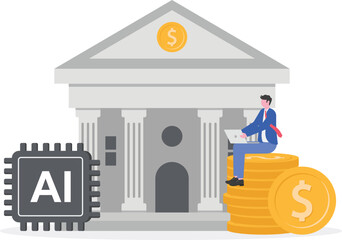 FinTech technology, business information system, edge computing concept with tiny people.   © vector mall