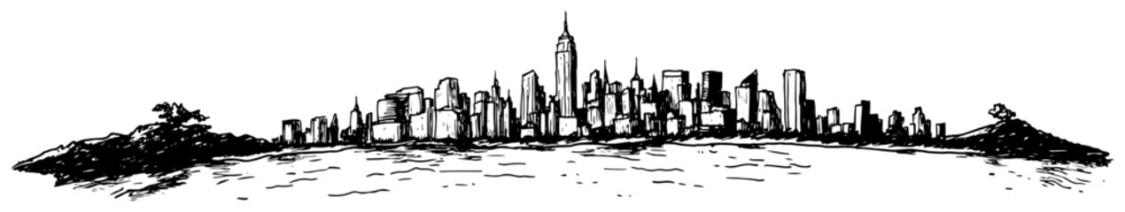 Fototapeta premium New York City Skyline Hand Drawn Sketch
