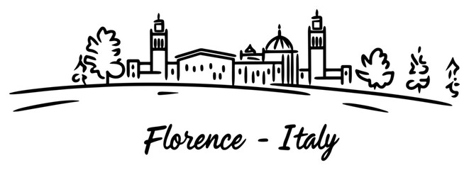 Florence Italy Skyline with Duomo Hand Drawn Vector © Katarzyna