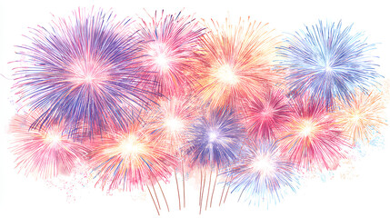 Obraz premium Festive fireworks on a white background. New Year's Eve, Christmas. Stock Illustration