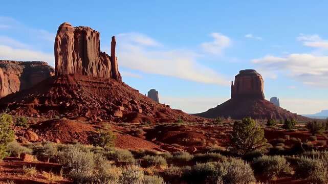 Magnificent Mesas Under a Blue Sky a Breathtaking Vista of Red Rock Formations and Rugged Landscapes in Natural Daylight Featuring Arid Terrain and Majestic Rock Formations Under Clear Skies