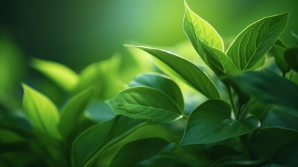 lush green leaves, vibrant foliage, dappled sunlight, natural textures, macro photography, soft focus, detailed leaf structure, botanical, nature, ambient lighting, verdant, photorealistic
