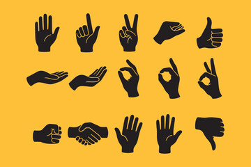 set of hand gestures vector 