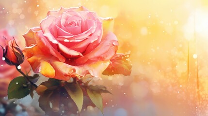 soft focus, cinematic lighting, dramatic bloom, delicate petals, vibrant colors, rose blossom, nature beauty, ethereal glow, detailed textures, depth of field
