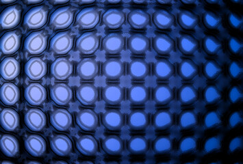 Abstract blue black geometric background with circular grid pattern, digital mesh texture and 3D effect