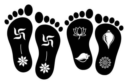 Lakshmi Footprints Laxmi Charan Paduka Stencil black shape vector laser cutting engraving monochrome print