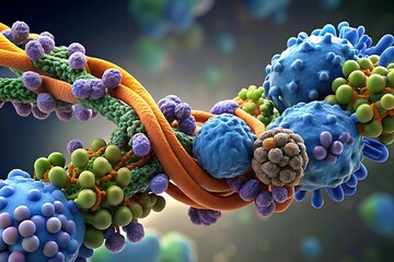 Spliceosome 3D complex: protein–RNA machinery performing pre-mRNA splicing. Structural molecular biology, gene expression, snRNPs, RNA processing. DNA, genetics, biotechnology, pharma, life science