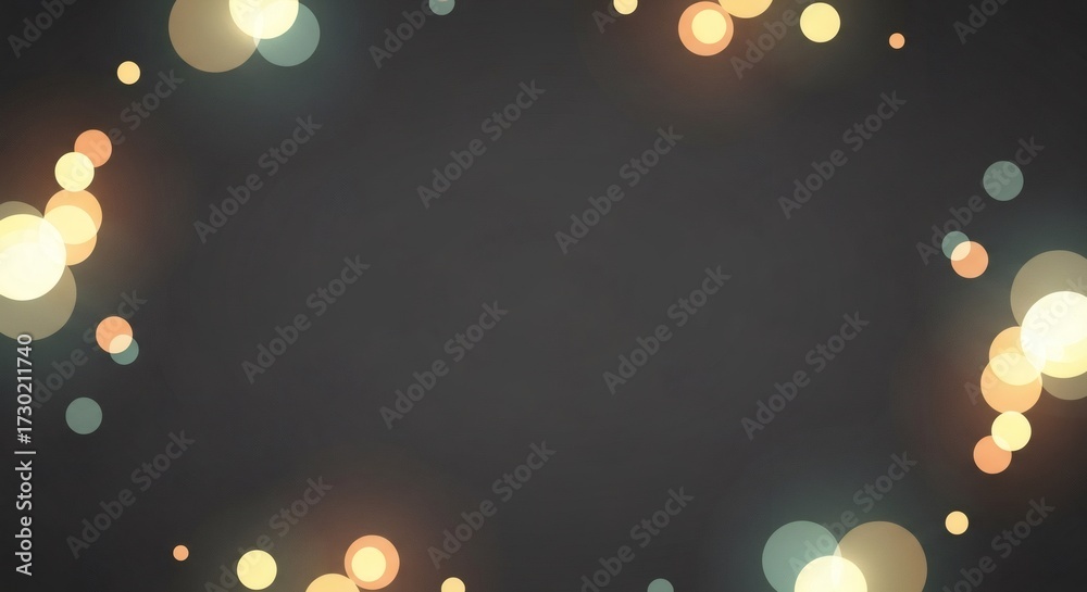 Wall mural abstract background with blurred bokeh lights in warm yellow and cool blue tones creating a festive 