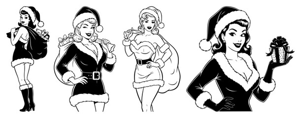 Sexy Christmas Pin Up Girl in Santa Costume Set