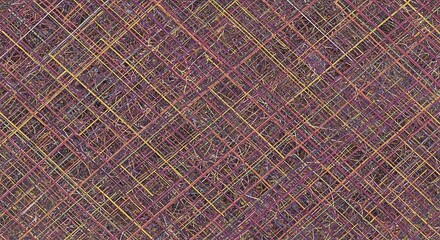 Abstract background with intersecting lines in shades of purple pink and yellow creating a grid pattern