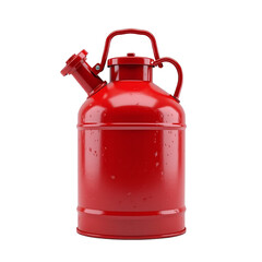 Red Vintage Fire Extinguisher with Handle and Nozzle Neutral Background