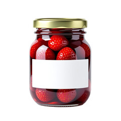 Illustration of Fresh Strawberries in a Transparent Glass Jar with No Background Clipping Path