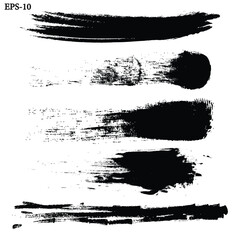 Grunge Brush Strokes Set – Abstract Black Ink Textures, Rough Paint Streaks, Hand-Drawn Vector Elements for Logos, Posters, Packaging, and Modern Graphic Design