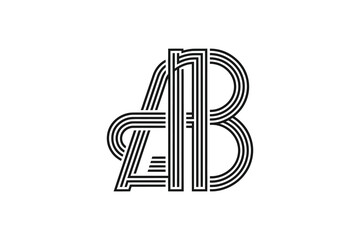 Abstract logo design featuring the letters a and b in a striped pattern