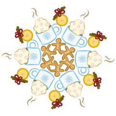 winter hot chocolate snowflake motif