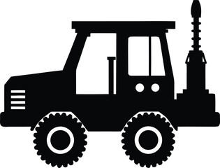 Drilling machine vehicle silhouette vector illustration