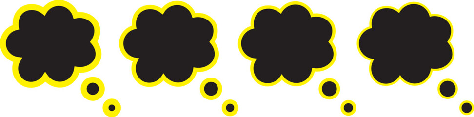Printhought bubble icon .Retro cartoon comic style thought and speech bubble set.Simple line art thought bubble representing thinking