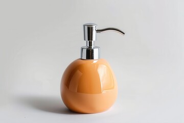 Obraz premium Peach Liquid Soap Dispenser Ceramic Bathroom Lotion Home Decor Hygiene and on transparent background