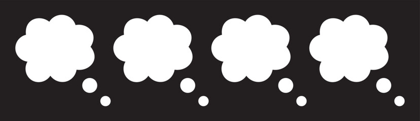 Printhought bubble icon .Retro cartoon comic style thought and speech bubble set.Simple line art thought bubble representing thinking