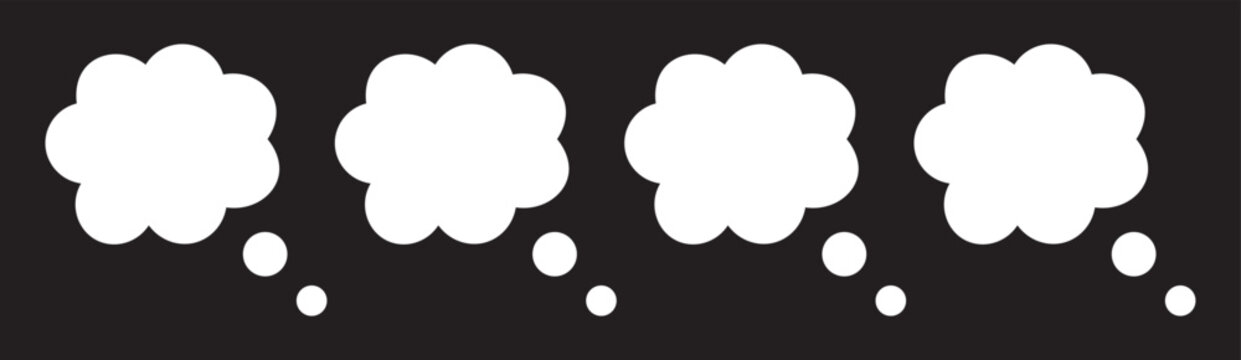 Printhought bubble icon .Retro cartoon comic style thought and speech bubble set.Simple line art thought bubble representing thinking