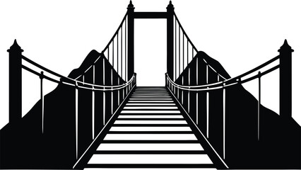 Majestic suspension bridge a stunning architectural masterpiece silhouette vector