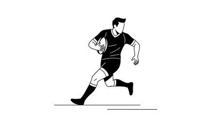 Dynamic rugby player sprinting with ball for victory, a powerful visual for sports advertising and team spirit campaigns with minimalist elegance