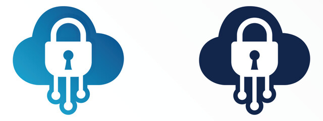 Cybersecurity Cloud Lock Logo for IT and Secure Technology Brands