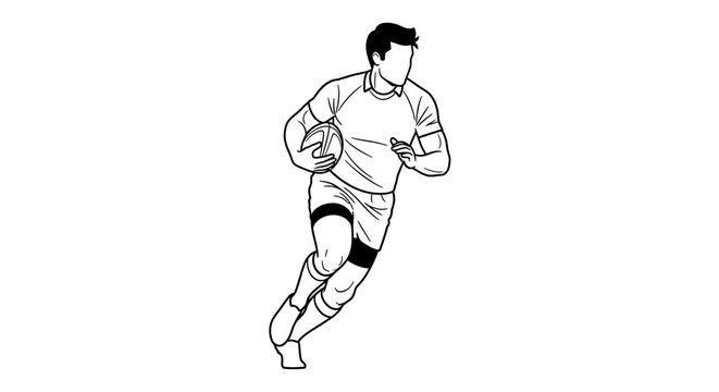 Dynamic rugby player charging forward with the ball, capturing intense athletic action and team spirit for sports marketing