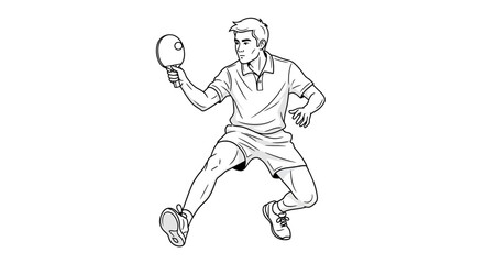 Dynamic male athlete in mid-action playing intense table tennis, showcasing focus and athleticism with a paddle swing