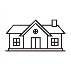 Minimal House Line Icon – Black Outline Vector of Home and Real Estate Symbol