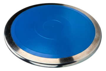 Competition discus for track and field athletic events on a transparent background