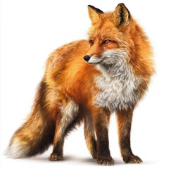 Obraz premium Red fox illustration, isolated on white background cut out png
