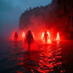 The character group on the red water surface