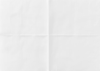 Flat white paper texture with four-fold creases, minimalistic style on plain background	