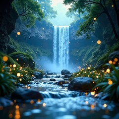 Waterfalls and Cool Spot Landscape