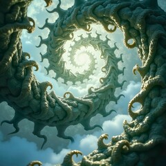 Artistic presentation of spiral cloud scenery