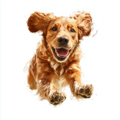 Obraz premium Happy Cocker Spaniel running, isolated, white, background, png, cut, out, transparent, white background cut out png