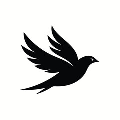 Obraz premium Black Bird in Flight Silhouette Logo